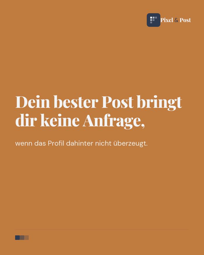 Social-Media-Beitrag von Pixel & Post über ein überzeugendes Profil